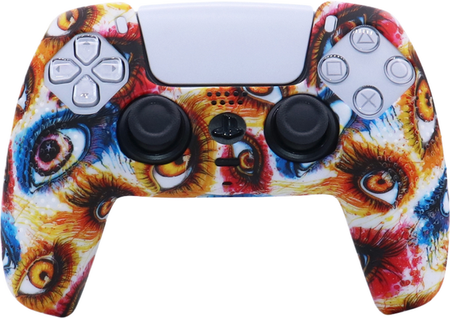 캐시리치 PS5 듀얼센스 실리콘 커버 유니크 패턴 디자인 케이스, 타입24, 1개