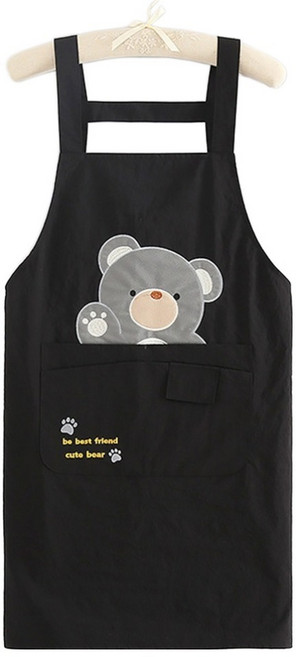 바른리빙 헬로곰 주방 카페 바리스타 앞치마, 블랙, 1개