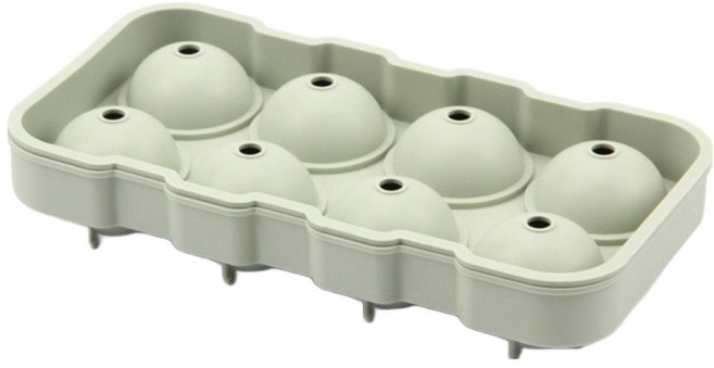 好拾選物 矽膠製冰盒 球形 8格, 1個, 莫蘭迪綠