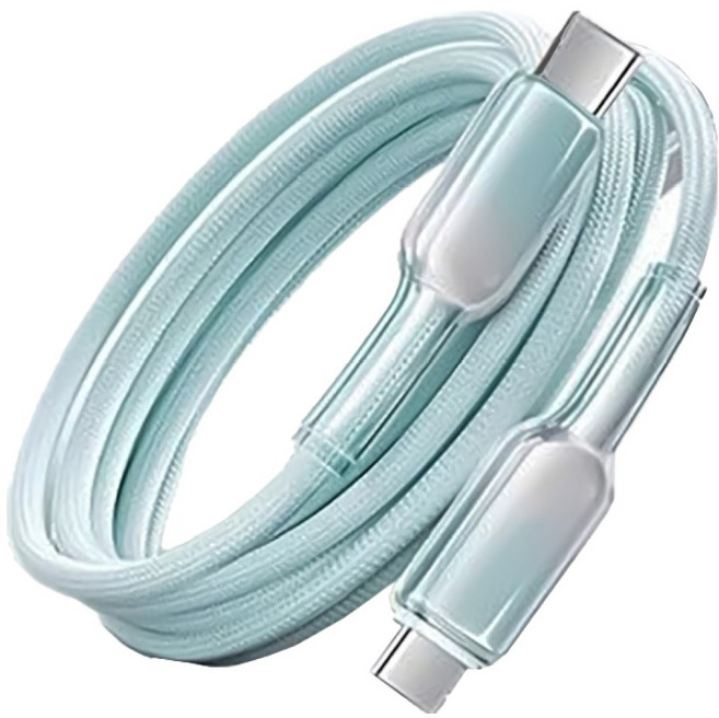小麥購物 Type-C系列 65w Type-C-Type-C冰晶漸變快充數據線 L1366, 1個, 2m, 薄荷綠