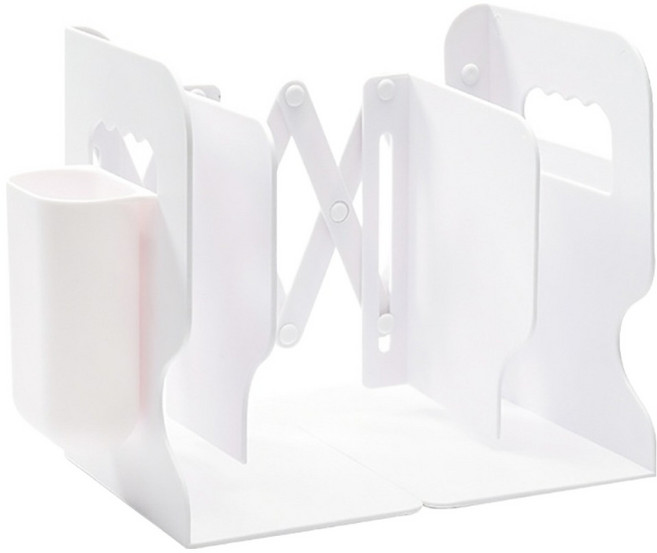 小麥購物 L802 簡約伸縮書架 ABS款 附筆筒, 白色