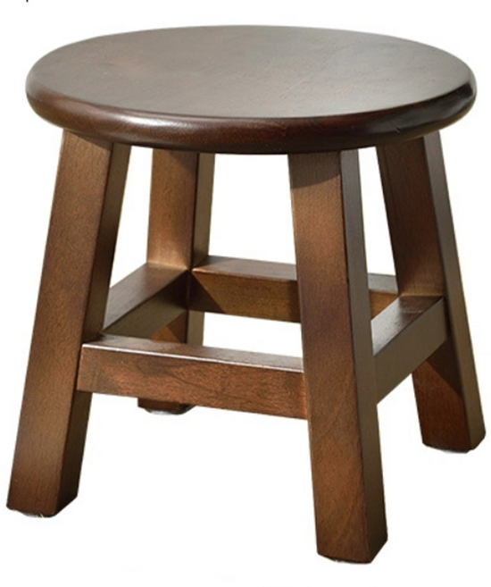 A&R 實木圓形矮板凳 胡桃木, 1個, 胡桃木色
