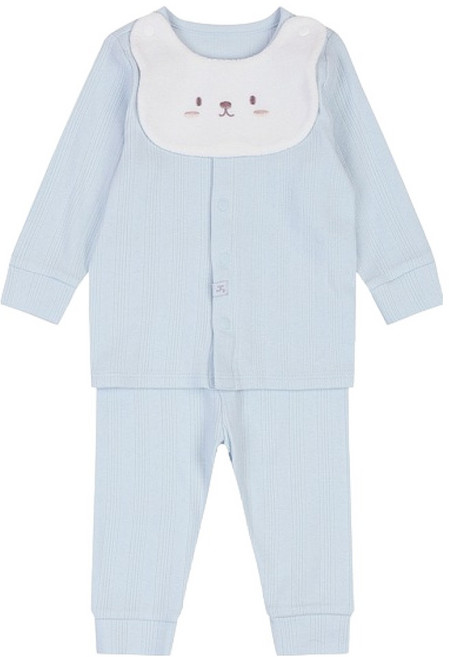 아가방 유아용 모크 슬림 오픈 내의 상하 + 턱받이 세트 01R517602