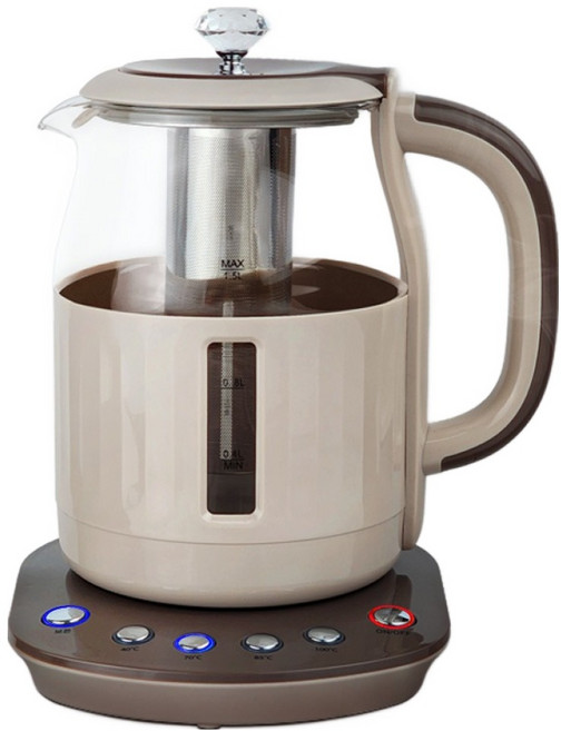 에버튼하우스 다이아몬드 분유 보온 티포트 1.5리터 차망 4단계 온도조절 유리 무선 전기주전자, EHGF-K41A