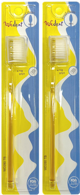 위덴 미니헤드 이중미세모 칫솔 옐로우, 1개입, 2개