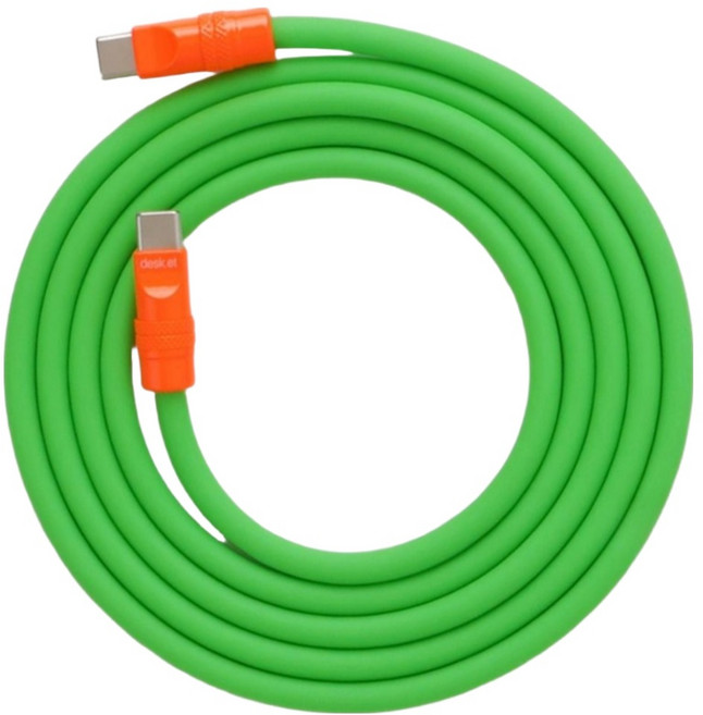 데스켓 실리콘 초고속 100W C to C 타입 충전 케이블, 망고그린, 1개, 150cm