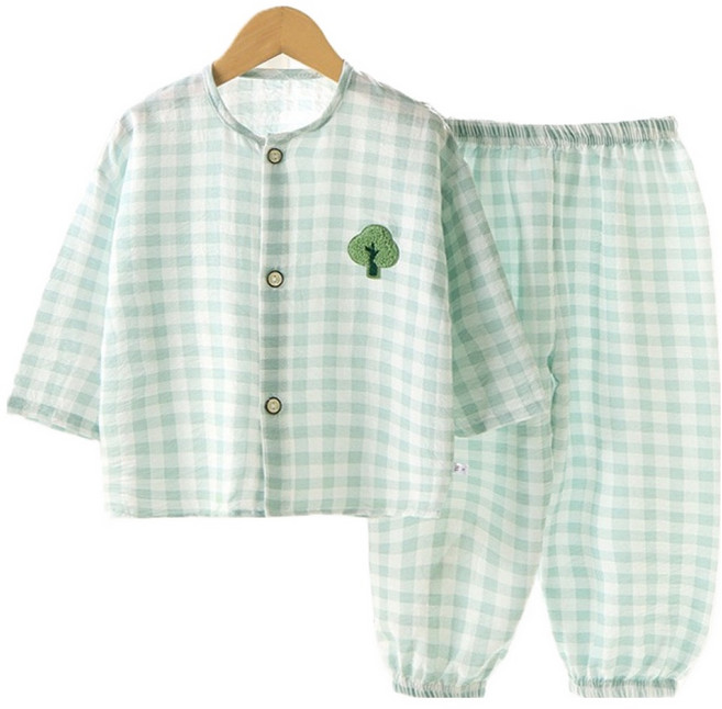 키즈데이 아동용 아사면 체크 파자마 상하의 세트