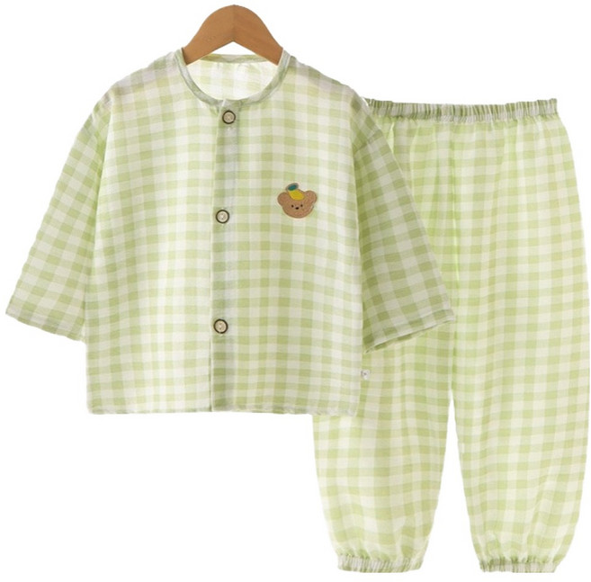 키즈데이 아동용 아사면 체크 파자마 상하의 세트