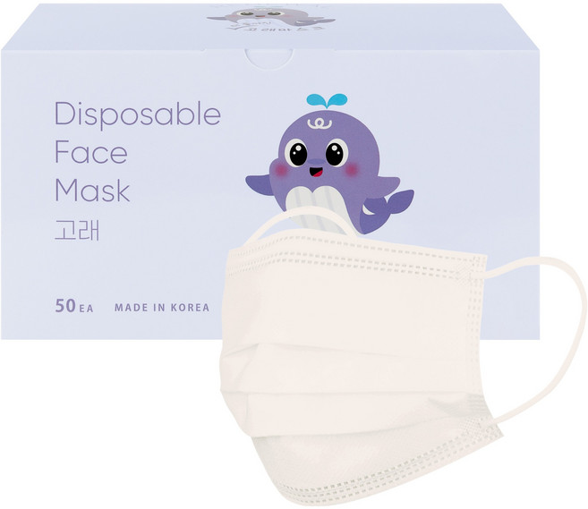 고래마스크 일회용 덴탈마스크 아동용 소형, 데이지, 1개, 50매입