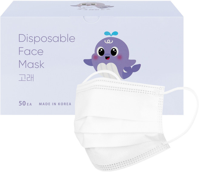 고래마스크 일회용 덴탈마스크 아동용 소형, 화이트, 1개, 50매입