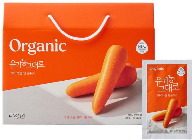 다정헌 유기농 NFC 착즙 당근주스, 80ml, 21개