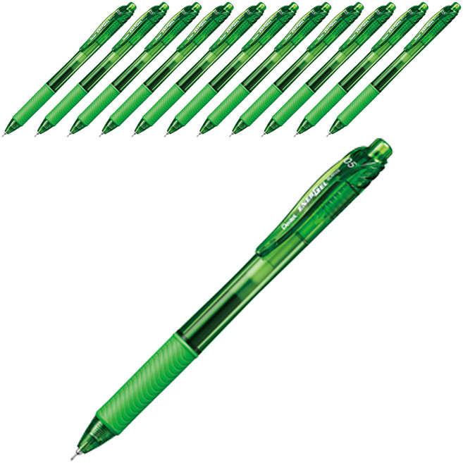 펜텔 에너겔 X 볼펜 0.5mm BLN105-K, 라임그린, 12개