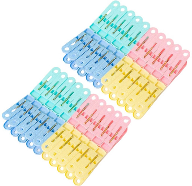 파스텔 자국없는 강력 다용도 빨래집게 5cm 4종 x 10p 세트, 혼합색상, 1세트