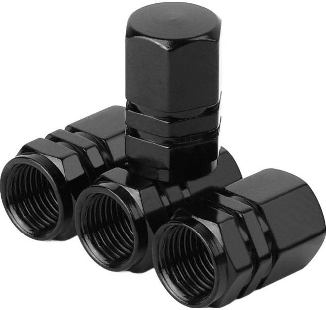 아이작큐브 자동차 타이어 밸브캡, 4개, 01 블랙