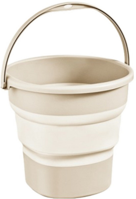 미소로운 대용량 휴대용 물통 야외 접이식양동이 5L, 베이지, 1개