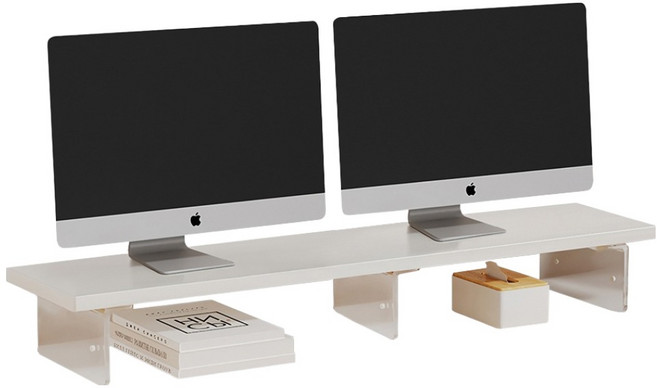 엠디유마켓 프리미엄 초대형 듀얼 모니터 받침대, 화이트