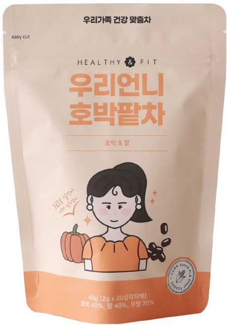 우리꽃연구소 헬시앤핏 우리언니 호박팥차 삼각티백, 2g, 1개, 20개입