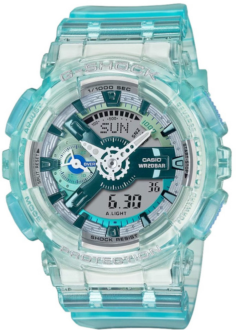 CASIO 卡西歐 G-SHOCK 未來科幻 虛擬世界雙顯錶款 GMA-S110VW-2A 45.9mm