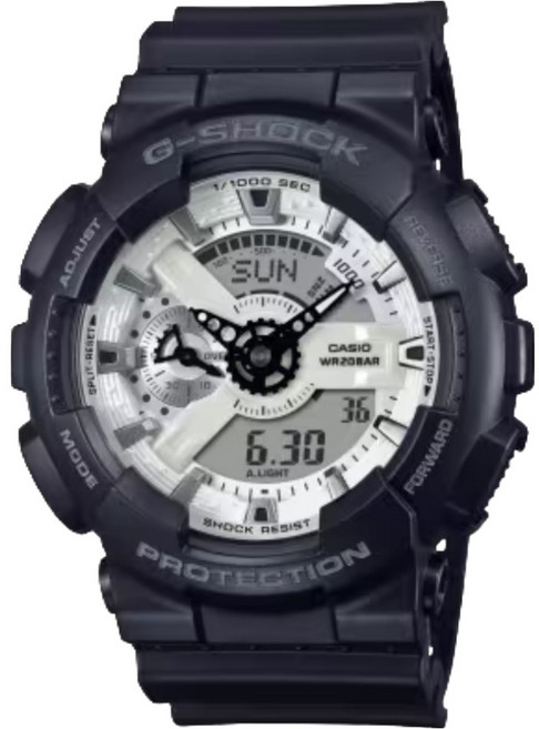 CASIO 卡西歐 G-SHOCK 黑白經典雙顯手錶 GA-110WD-1A