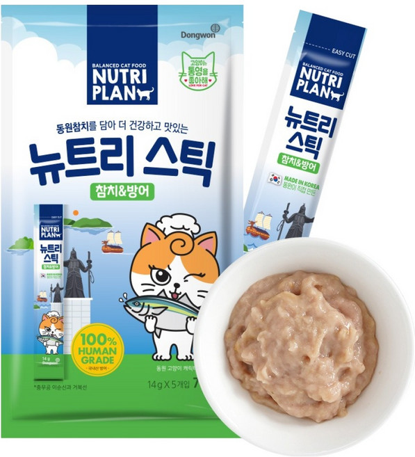 동원뉴트리플랜 고양이 뉴트리 스틱, 혼합맛(참치/방어), 70g, 1개