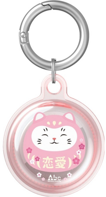 反骨創意 戀愛彩繪全包式TPU Airtag保護套, 1個, 透粉色