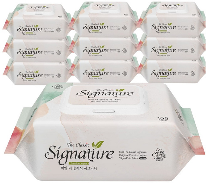 미엘 더 클래식 시그니처 물티슈 캡형, 55g, 100개입, 10개