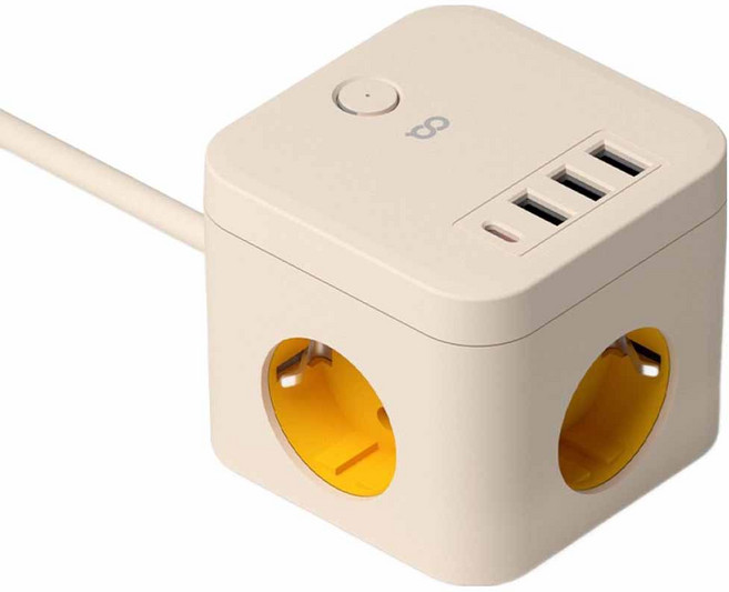 오아 고용량 큐브 멀티탭 4000W PD35 USB C타입 3구, BEIGE, 1개