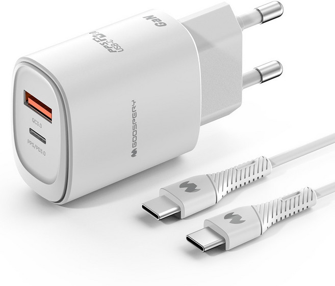 구스페리 25W 2포트 GaN PPS PD 3.0 멀티 초고속 충전기 어댑터 + C타입 케이블 세트, 1세트