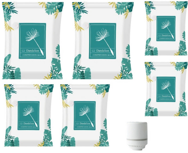 小麥購物 抽氣真空壓縮袋 7件組 大 2個 + 中 2個 + 小 2個 + 電汞 L2372, 7件, 1組