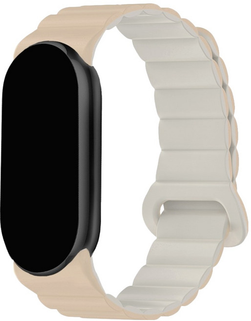 스페이스쉴드 샤오미 미밴드 8 호환 소프트 마그넷 링크 실리콘 스트랩, 베이지그레이, 1개