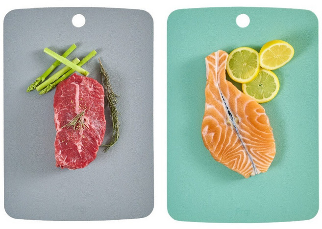 퍼기 유아용 이유식 TPU 도마 2p, 그레이 + 민트, 1세트