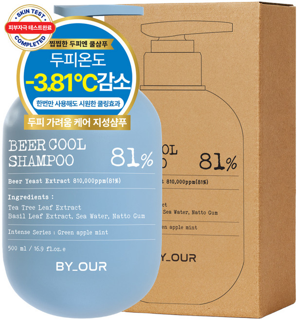 바이아우어 티트리 스칼프 쿨링 탈모 샴푸 그린 애플 민트, 500ml, 1개