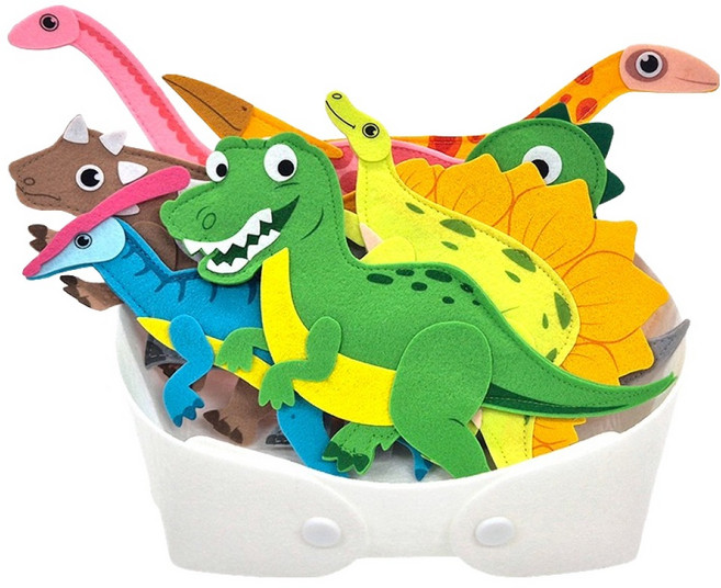 맘스보드 공룡친구들 펠트 + 펠트 바구니 화이트 세트, 1세트, 10피스