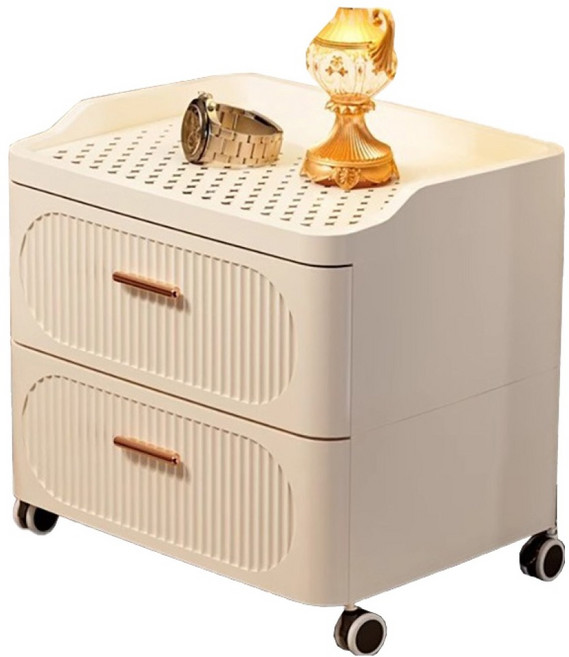 小麥購物 輕奢北歐風抽屜收納儲物櫃 2層 L1386, 米白色