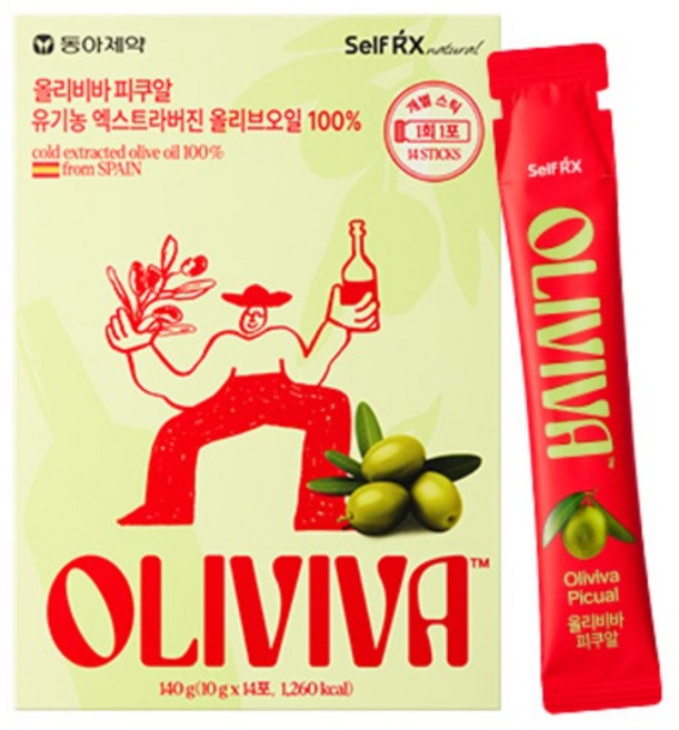셀파렉스 올리비바 피쿠알 유기농 엑스트라버진 올리브 오일 14p, 140g, 1개