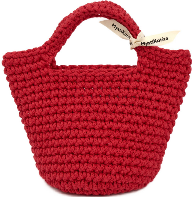 미스티코티타 심플 이즈 토트백 라떼얀 코바늘 뜨개질 가방 DIY 패키지, 체리레드, 1개