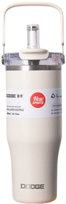 DODGE 道奇 尊爵吸管雙飲保溫杯, 白色, 1個, 1.2L