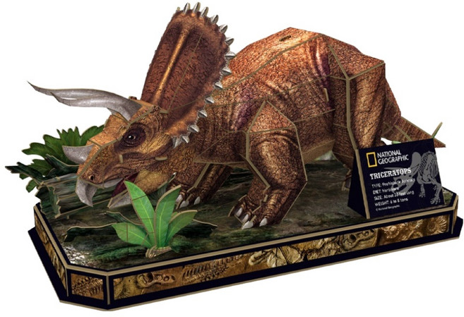NATIONAL GEOGRAPHIC 國家地理 3D恐龍立體拼圖, 44片, 1個, 三角龍