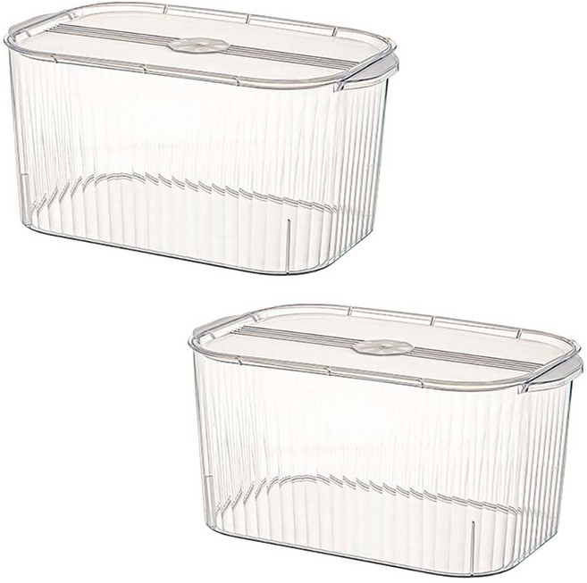 小麥購物 透明收納盒 中款 L2907, 2個, 透明白色