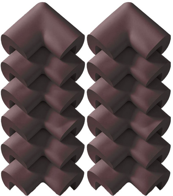 르메이어 아기 코너 보호대 쿠션 모서리 풀접착 아이방 안전가드, 12개, 월넛