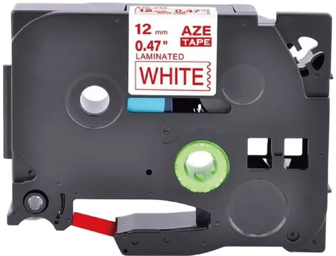 brother 兄弟牌 原廠護貝標籤帶 TZe-232 12mm, 白底紅字, 8m