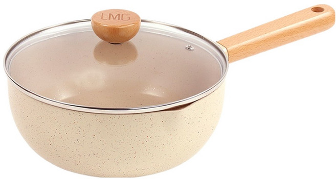 LMG 日式香草不沾雪平鍋 附蓋, 22cm, 1個