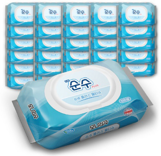 모나리자 순수 플러스 물티슈, 35g, 100매, 30개