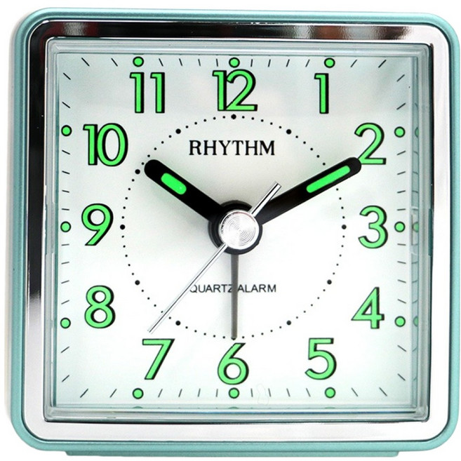 RHYTHM 日本麗聲時計 超靜音木紋鬧鐘, 清新綠