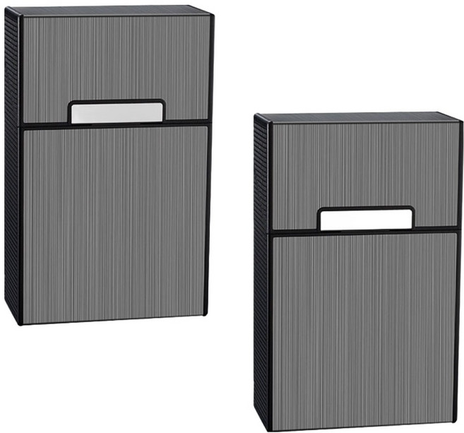 알루미늄 자석 버클 플립 커버 담배 케이스, 블랙, 2개