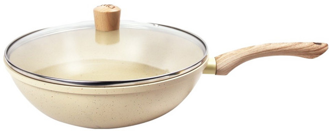 LMG 日式不沾炒鍋 香草系列 附蓋, 1個, 28cm