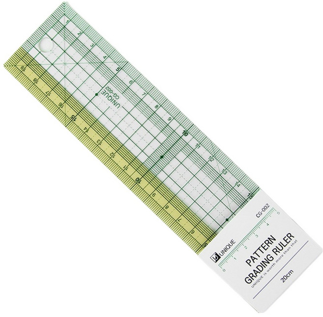 유니크 프리미엄 컬러 미니 그레이딩자 20cm CG-002, 1개, 옐로우