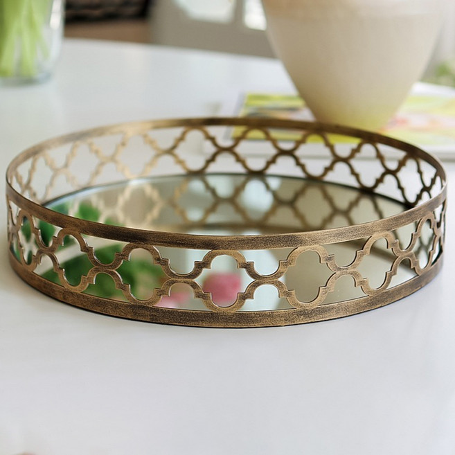 메종RK 클로버 대형 거울 트레이 S05002909000500, 앤틱 골드