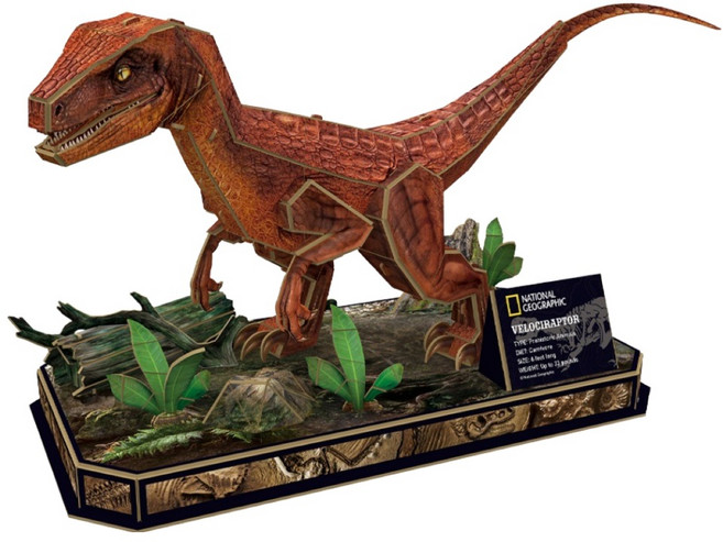NATIONAL GEOGRAPHIC 國家地理 3D恐龍立體拼圖, 63片, 1個, 迅猛龍 多色