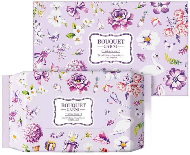 부케가르니 딥 퍼퓸 드라이시트 섬유유연제 화이트머스크 본품, 120매, 1개